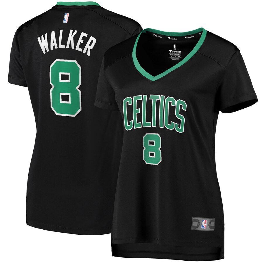 Women's Boston Celtics Kemba Walker #8 Fast Break Fanatics Branded Black Replica Player Statement Edition Jersey 2401HECZ